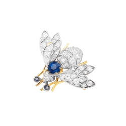 Broche Épingle en or jaune, argent, saphirs et diamants - Castafiore