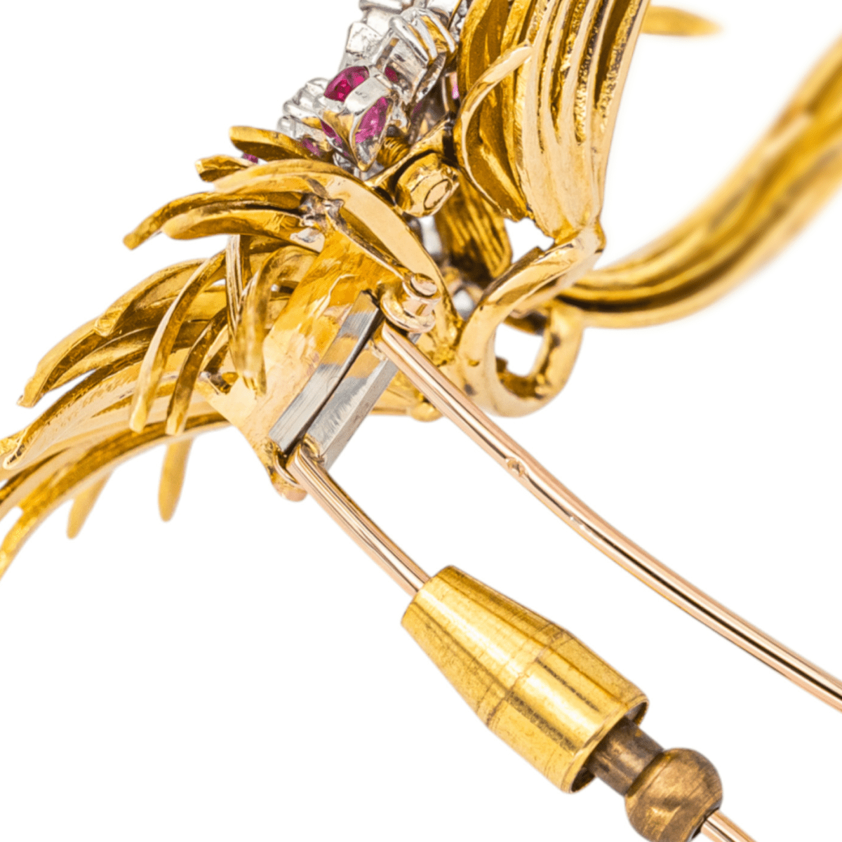 Broche Épingle en or jaune, blanc, or rose, rybis et diamants - Castafiore