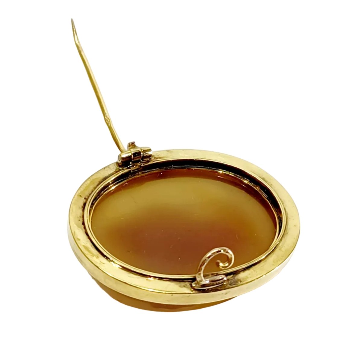 Broche Épingle en or jaune, cornaline et diamants - Castafiore