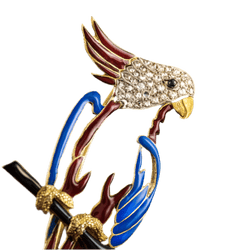 Broche Épingle en or jaune, émail et diamants - Castafiore