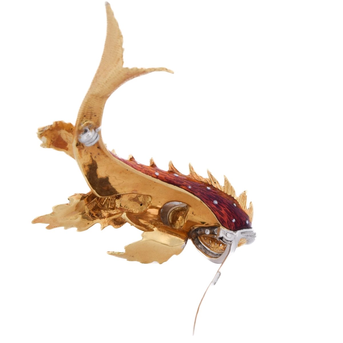 Broche Épingle en or jaune, émail et diamants - Castafiore