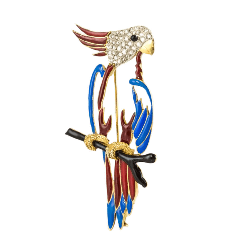 Broche Épingle en or jaune, émail et diamants - Castafiore