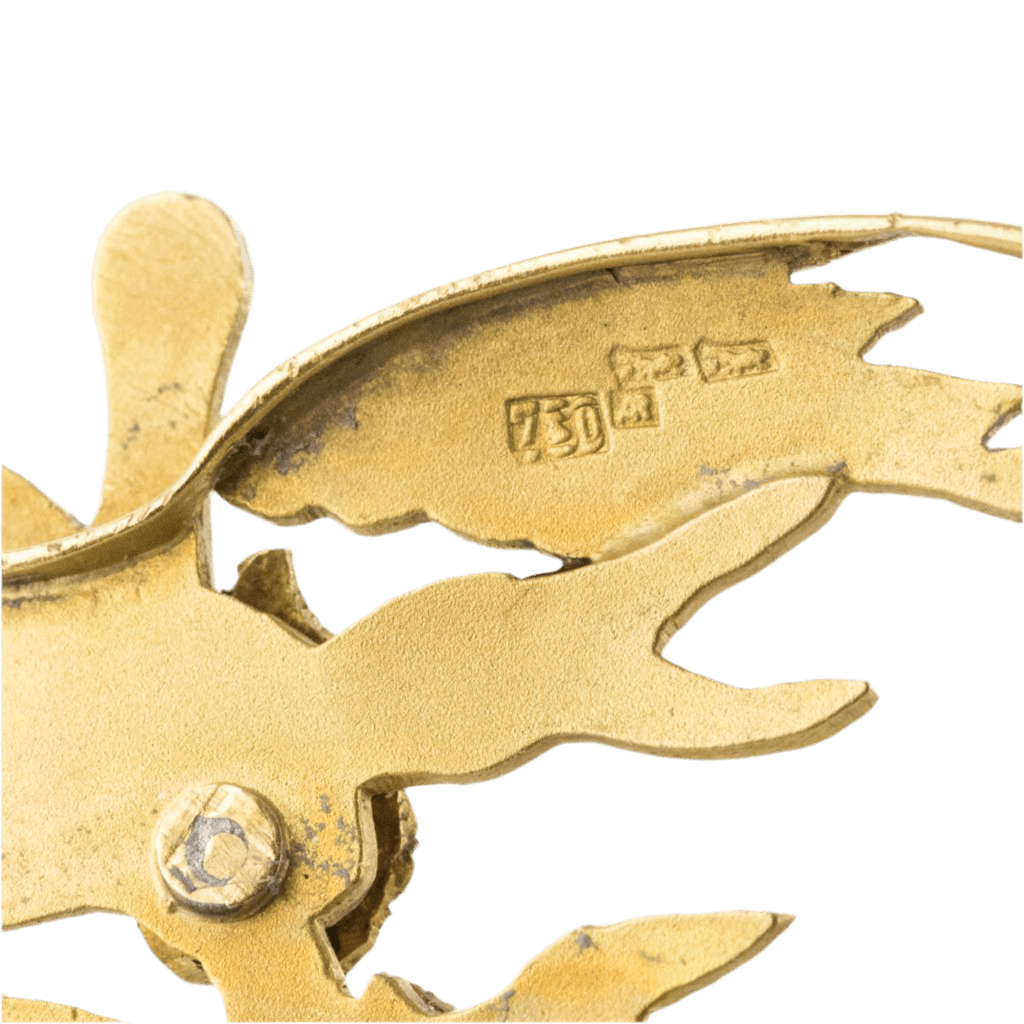 Broche Épingle en or jaune, émail et diamants - Castafiore