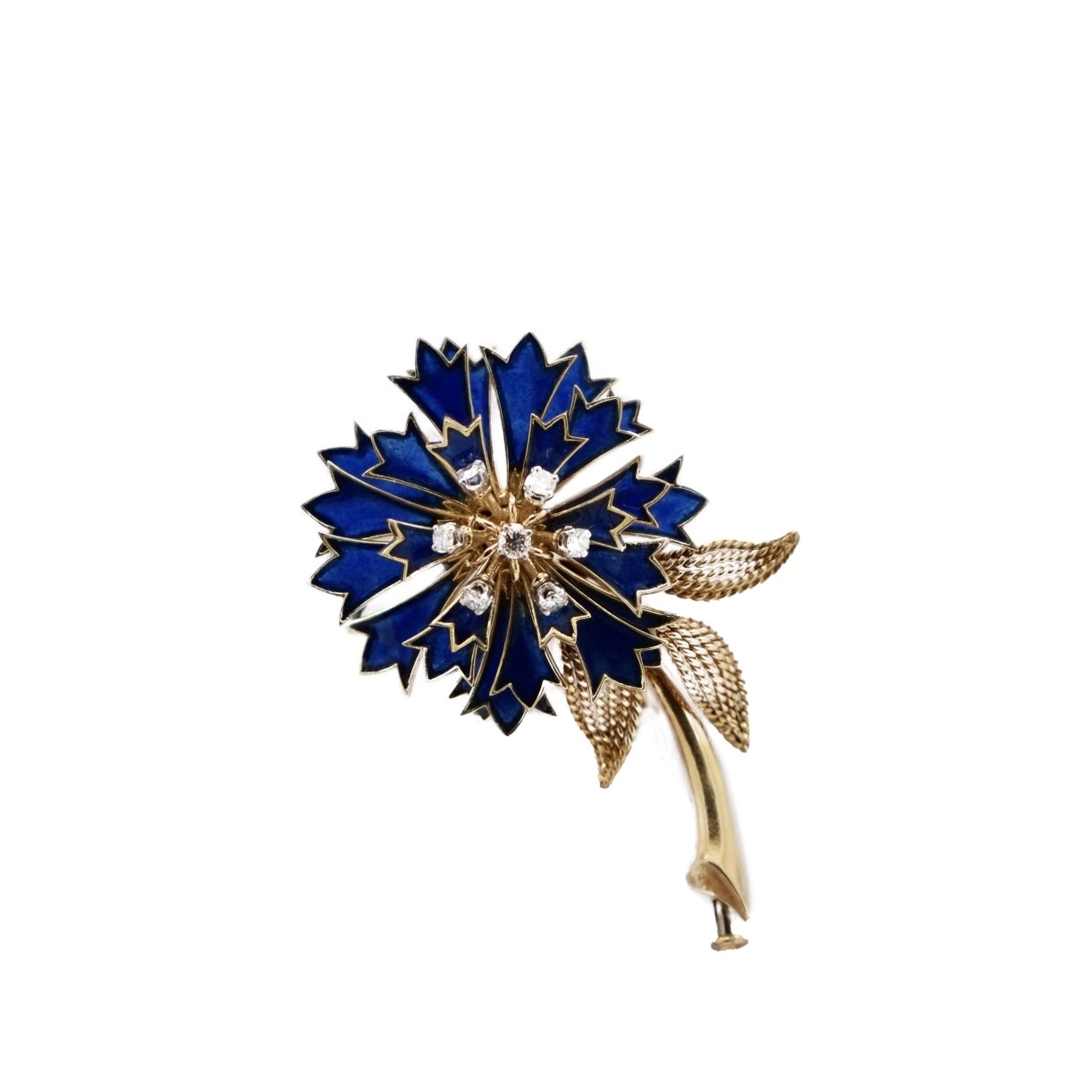 Broche Épingle en or jaune, émail et diamants - Castafiore