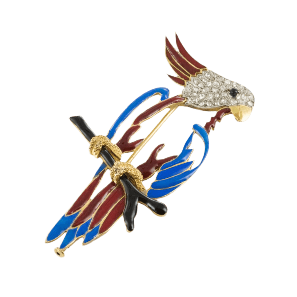 Broche Épingle en or jaune, émail et diamants - Castafiore