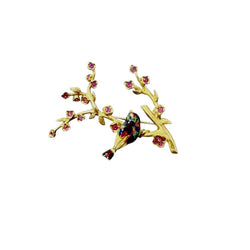 Broche Épingle en or jaune, émail et rubis - Castafiore