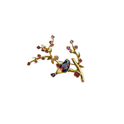 Broche Épingle en or jaune, émail et rubis - Castafiore