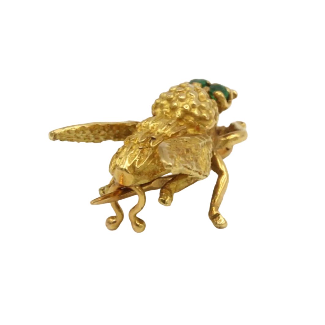 Broche Épingle en or jaune et émeraudes - Castafiore
