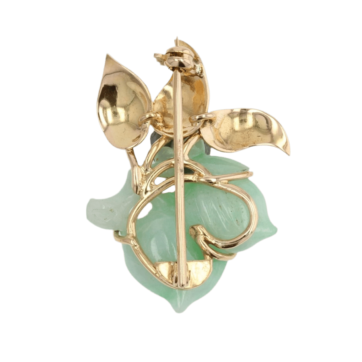 Broche Épingle en or jaune et jade - Castafiore