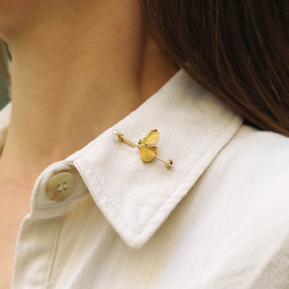 Broche Épingle en or jaune et perle - Castafiore