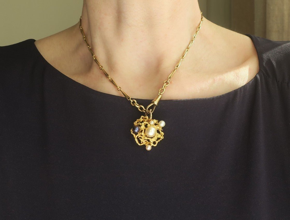 Broche Épingle en or jaune et perles - Castafiore