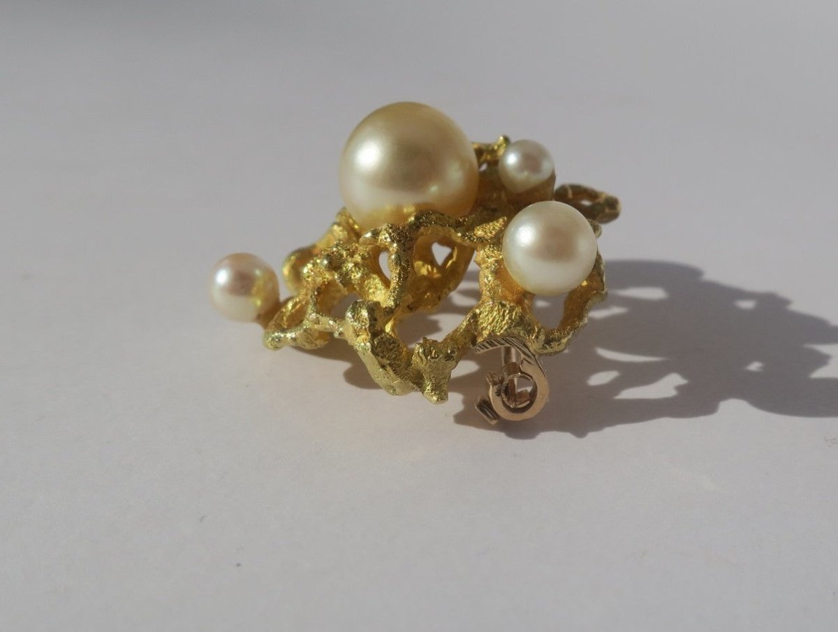 Broche Épingle en or jaune et perles - Castafiore