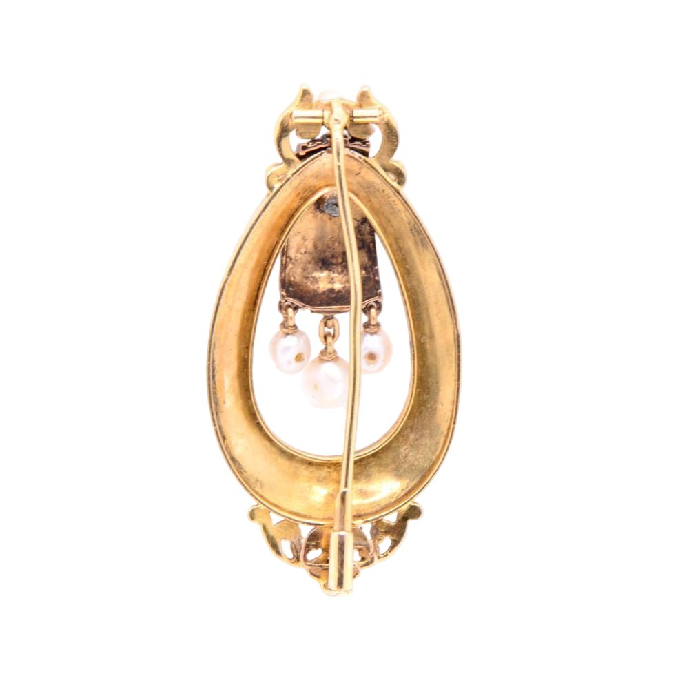 Broche Épingle en or jaune et perles - Castafiore