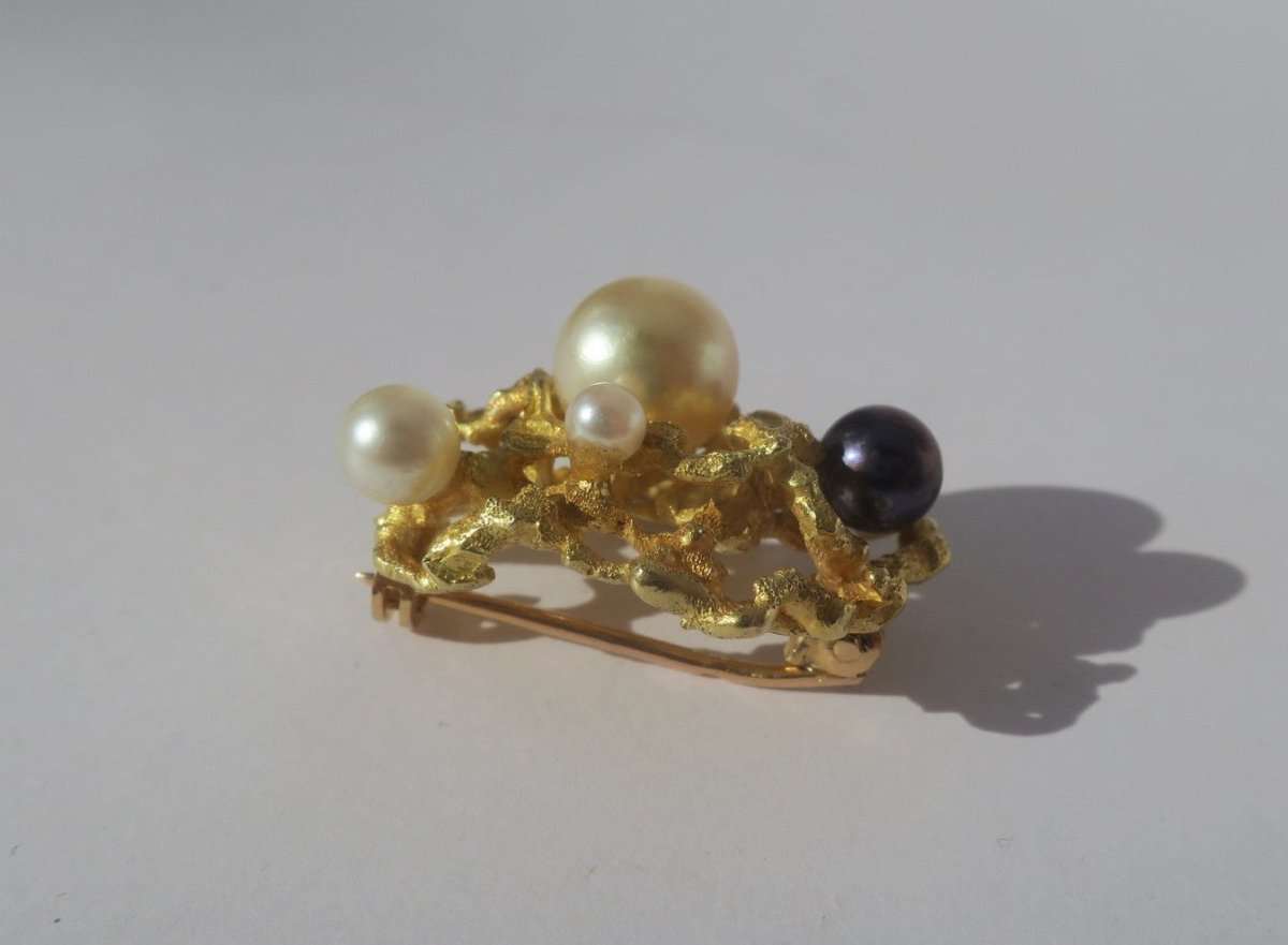 Broche Épingle en or jaune et perles - Castafiore