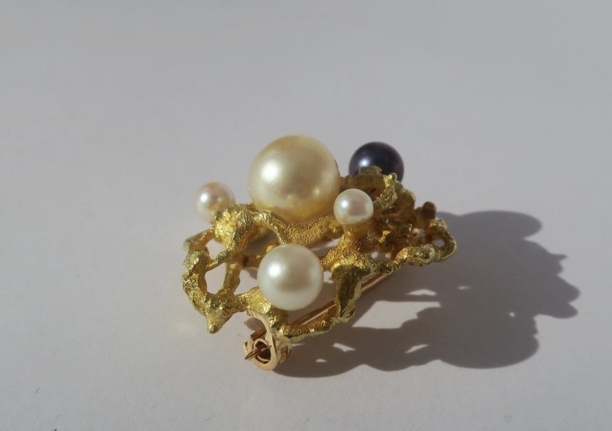 Broche Épingle en or jaune et perles - Castafiore