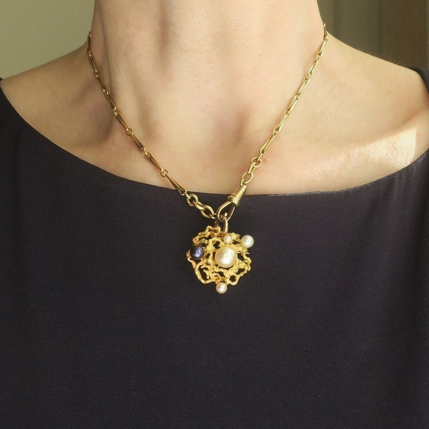 Broche Épingle en or jaune et perles - Castafiore