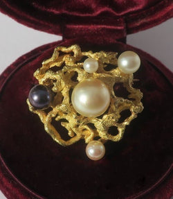 Broche Épingle en or jaune et perles - Castafiore