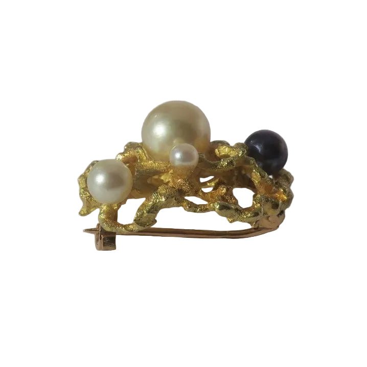 Broche Épingle en or jaune et perles - Castafiore