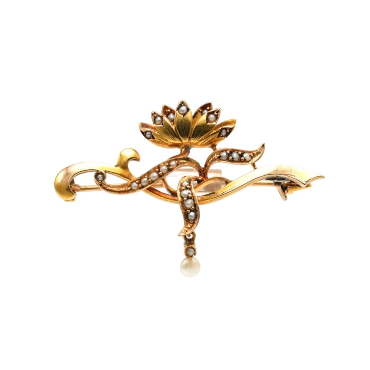 Broche Épingle en or jaune et perles - Castafiore