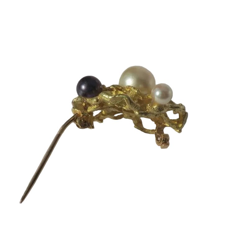 Broche Épingle en or jaune et perles - Castafiore