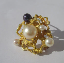 Broche Épingle en or jaune et perles - Castafiore
