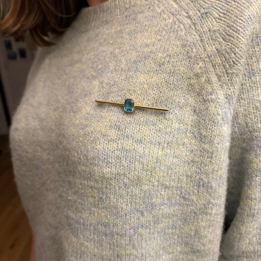 Broche Épingle en or jaune et pierre synthétique - Castafiore