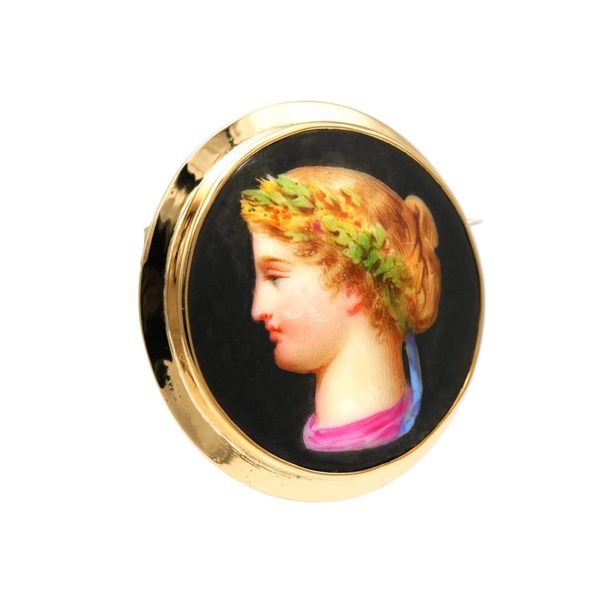 Broche Épingle en or jaune et porcelaine - Castafiore