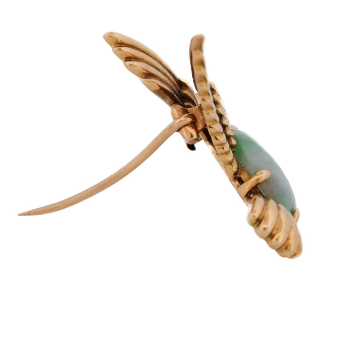 Broche Épingle en or jaune, jade et rubis - Castafiore