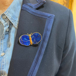 Broche Épingle en or jaune, jaspe et lapis - lazuli - Castafiore