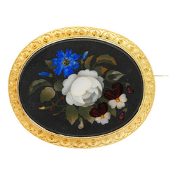 Broche Épingle en or jaune, jaspe, lapis-lazuli, nacre et opale - Castafiore