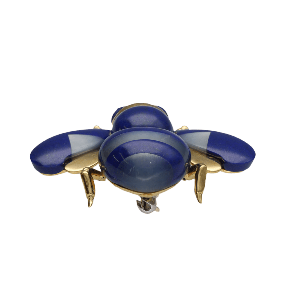Broche Épingle en or jaune, lapis - lazuli et nacre - Castafiore
