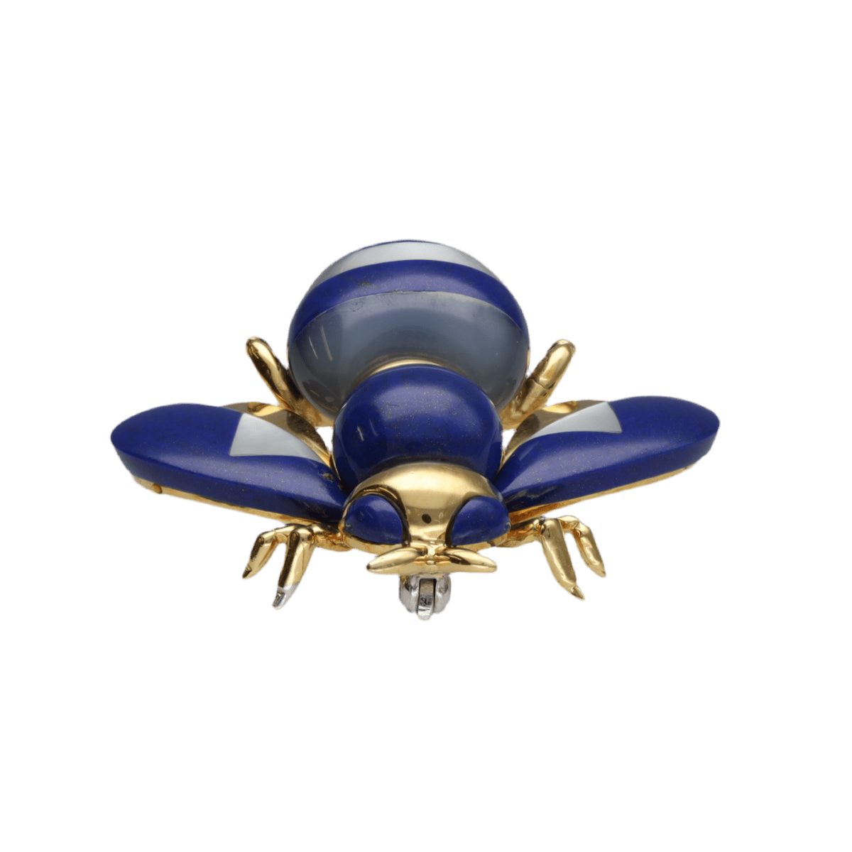 Broche Épingle en or jaune, lapis - lazuli et nacre - Castafiore