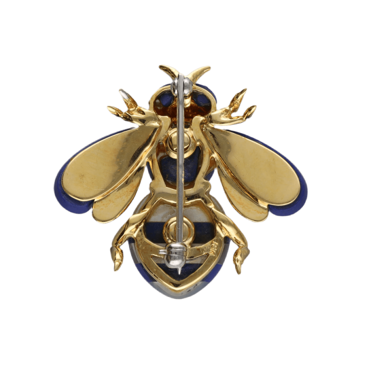 Broche Épingle en or jaune, lapis - lazuli et nacre - Castafiore