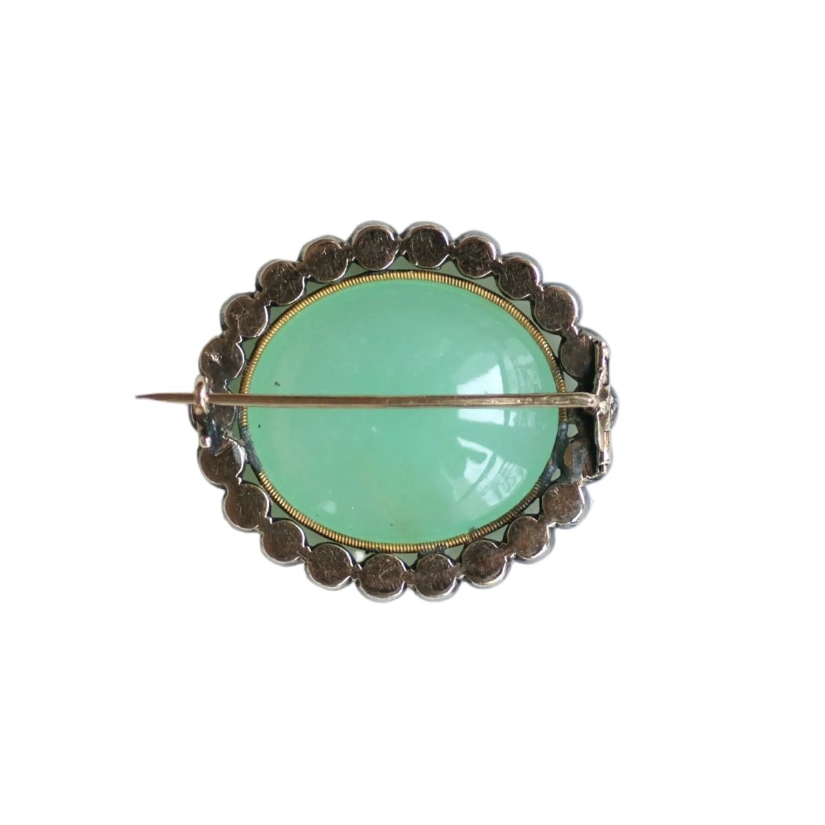 Broche Épingle en or jaune, or rose, argent, chrysoprase et diamants - Castafiore