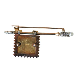 Broche Épingle en or jaune, or rose, argent, émail, perle et diamants - Castafiore