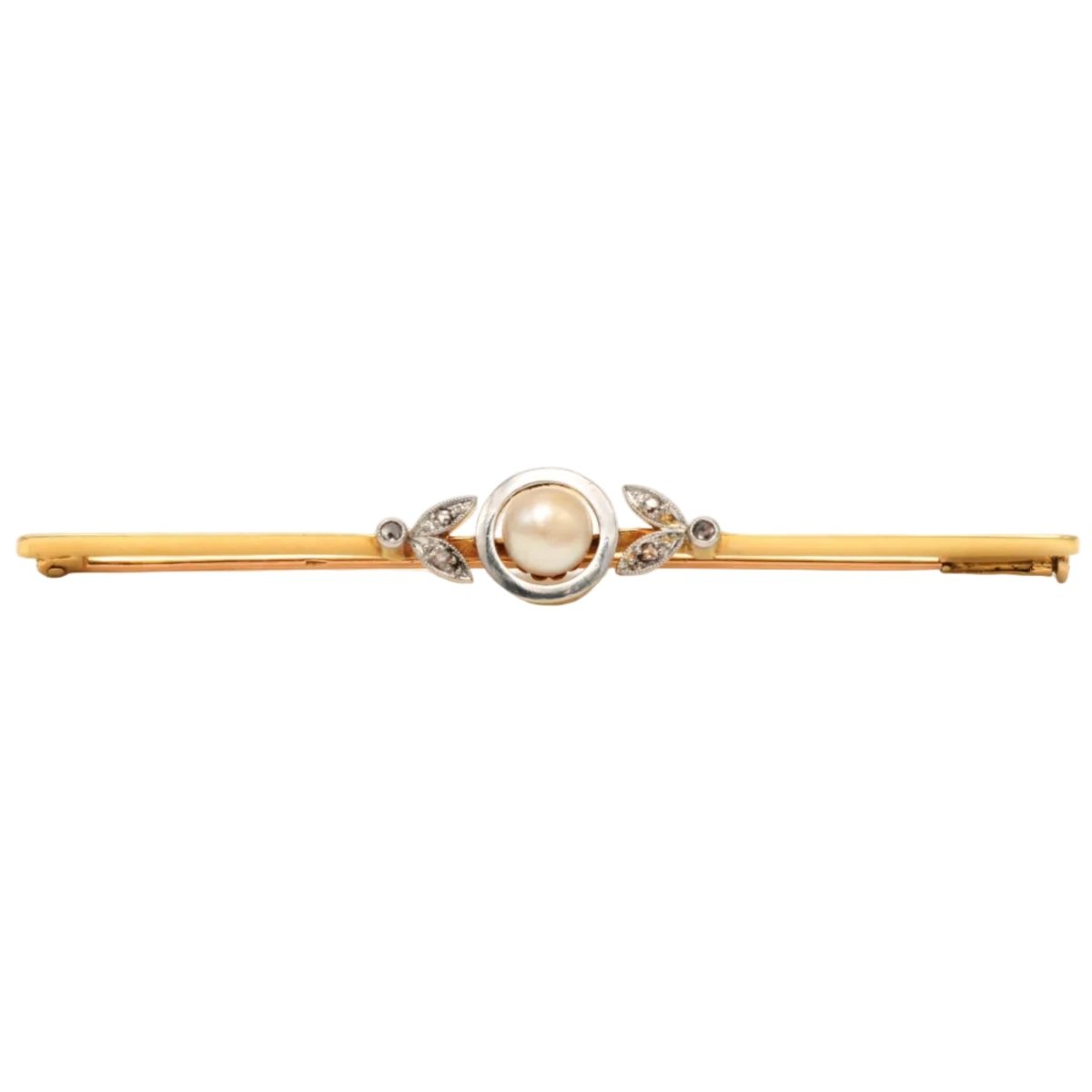 Broche Épingle en or jaune, perle et diamants - Castafiore