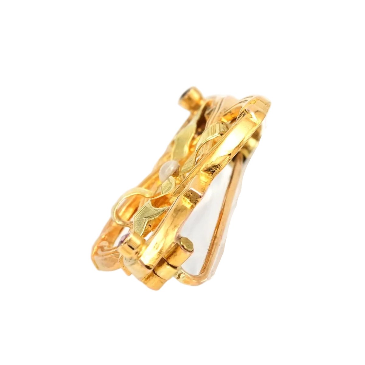 Broche Épingle en or jaune, perle et rubis - Castafiore