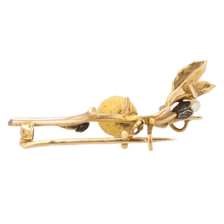 Broche Épingle en or jaune, perles et émail - Castafiore