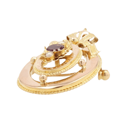 Broche Épingle en or jaune, perles et grenat - Castafiore