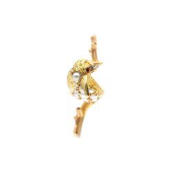 Broche Épingle en or jaune, perles et rubis - Castafiore