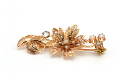 Broche Épingle en or jaune, perles et strass - Castafiore