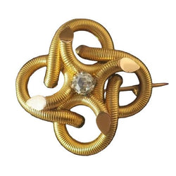 Broche Épingle en or jaune, platine et diamant - Castafiore