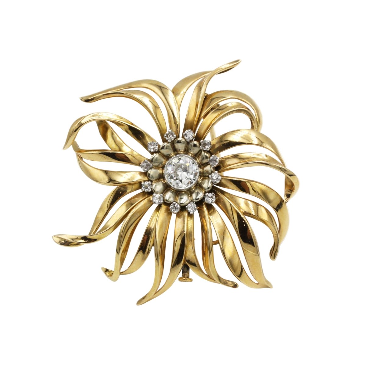 Broche Épingle en or jaune, platine et diamants - Castafiore