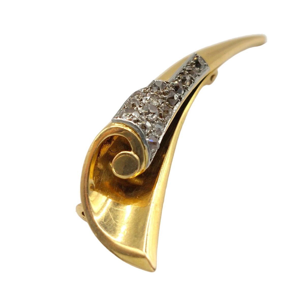 Broche Épingle en or jaune, platine et diamants - Castafiore
