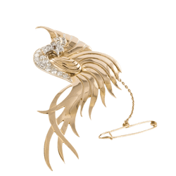 Broche Épingle en or jaune, platine, rubis et diamants - Castafiore