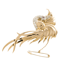 Broche Épingle en or jaune, platine, rubis et diamants - Castafiore