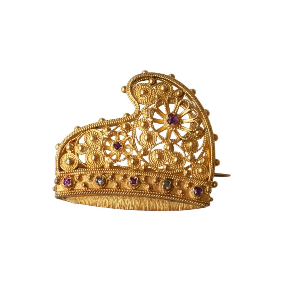 Broche Épingle en or jaune, rubis et diamants - Castafiore