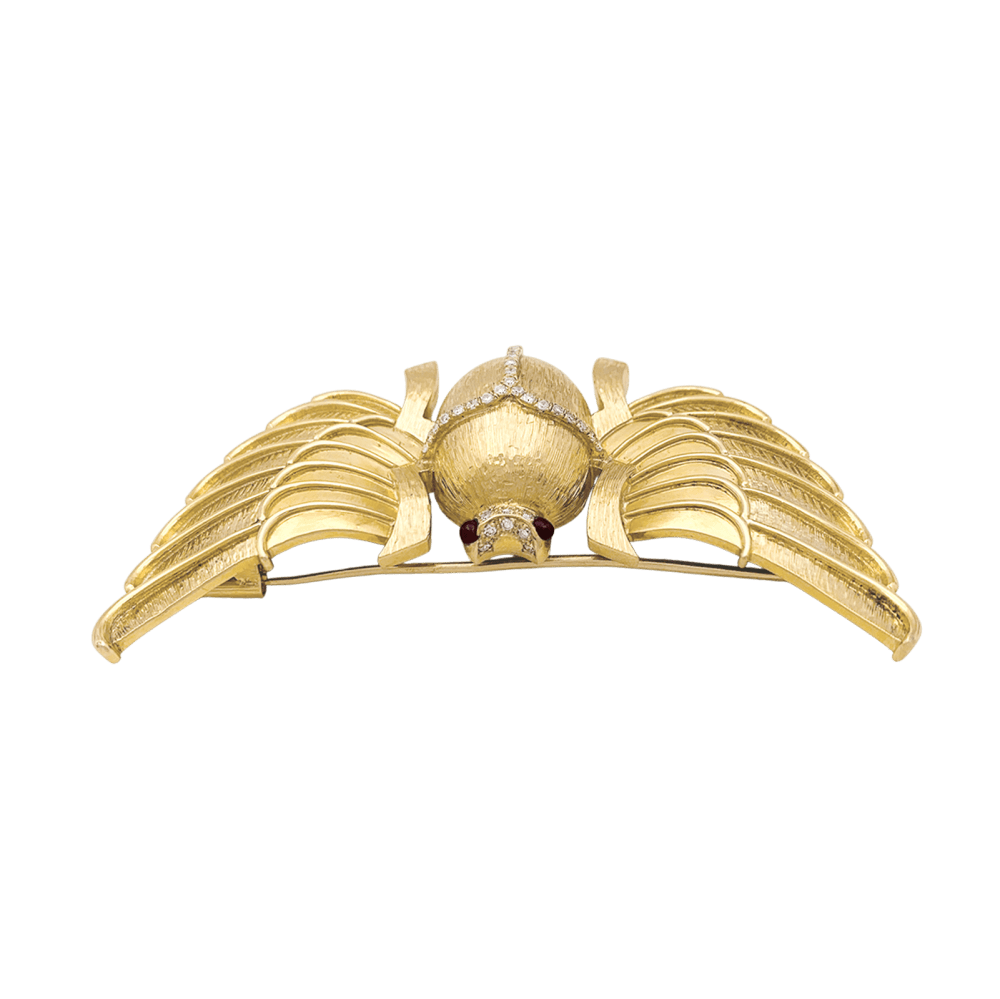 Broche Épingle en or jaune, rubis et diamants - Castafiore