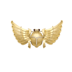 Broche Épingle en or jaune, rubis et diamants - Castafiore