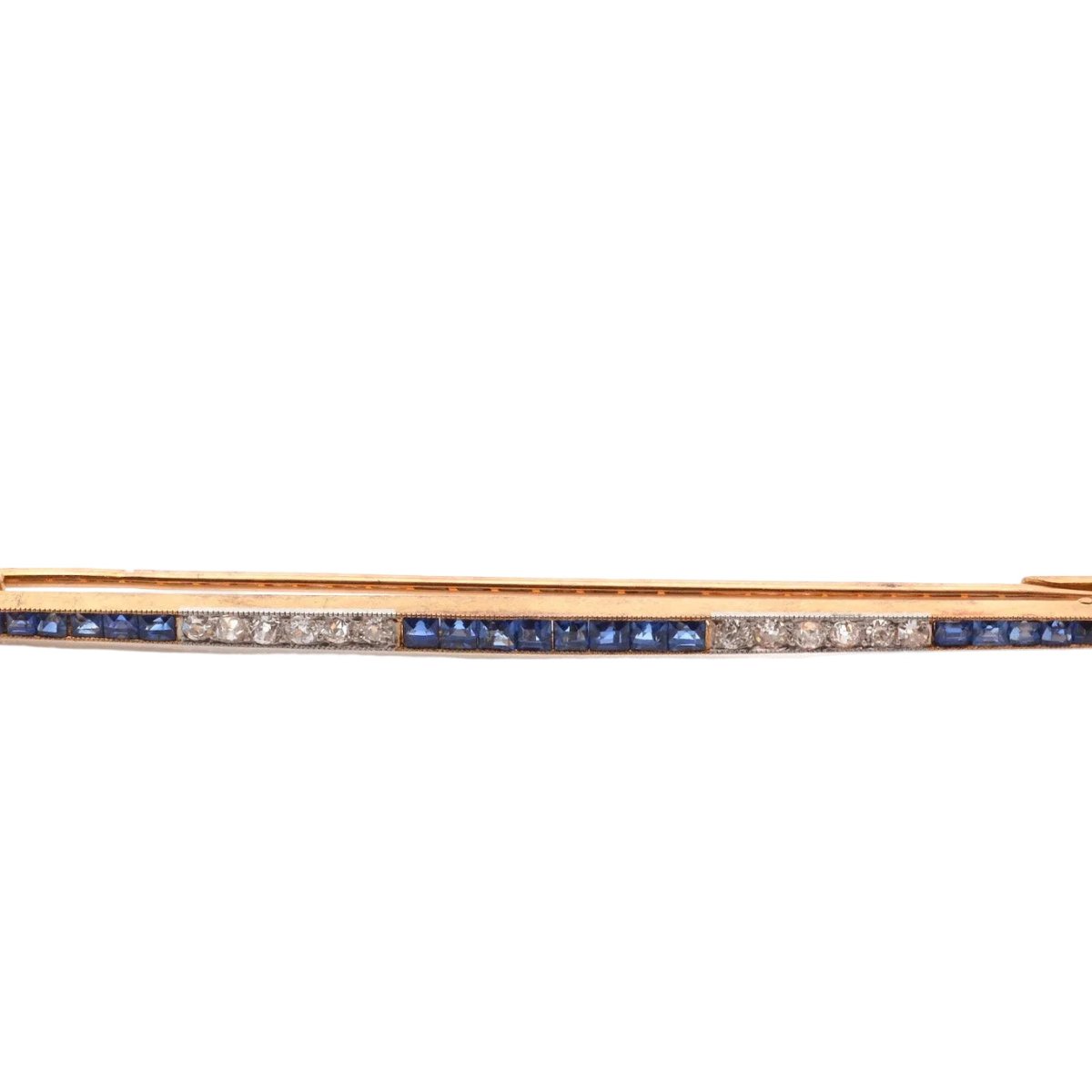 Broche Épingle en or jaune, saphirs et diamants - Castafiore
